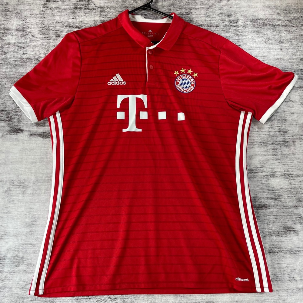 Adidas Bayern Munich 2016 2017 Home Jersey Mens XL Red Climacool AI0049 Polo